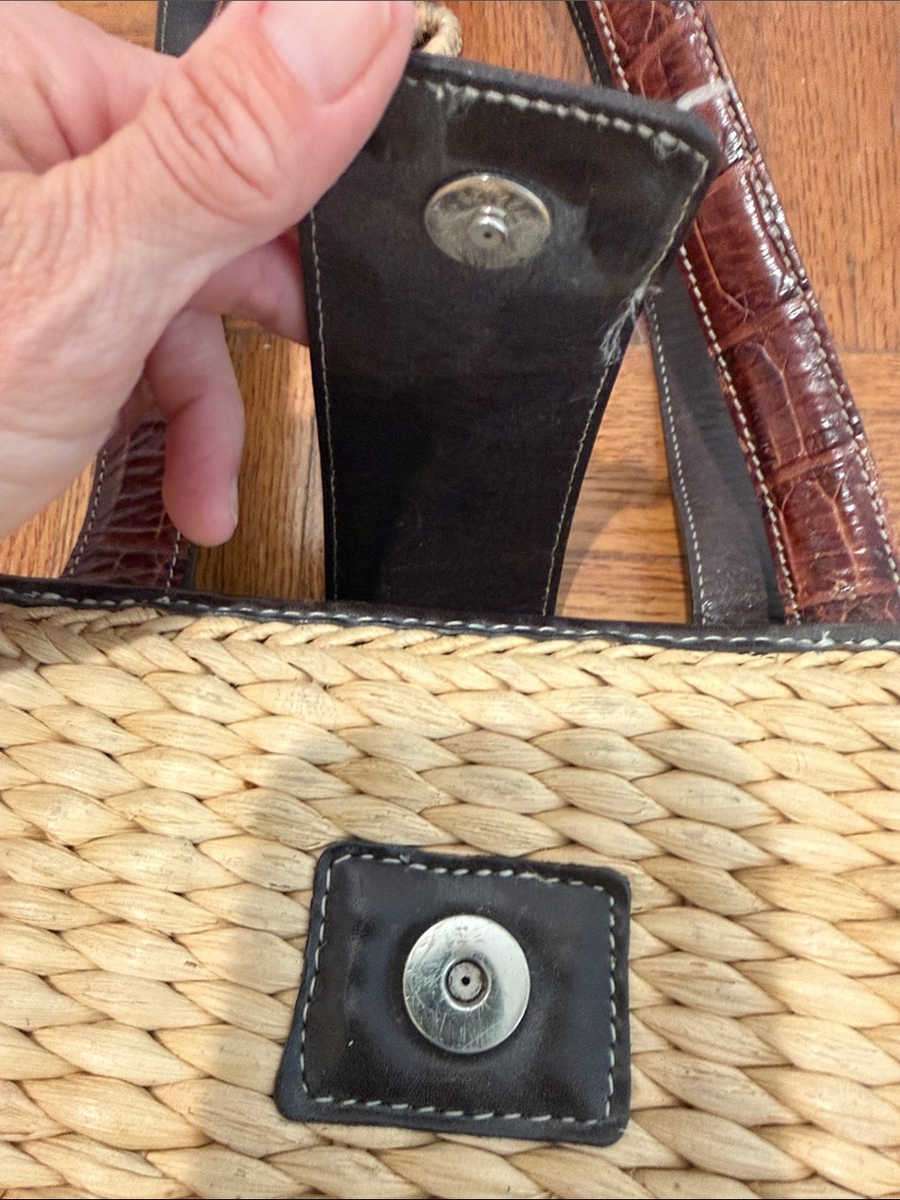 Brighton Natural Straw Tote with Brown Trim and Black Accent - Picture 3 of 6